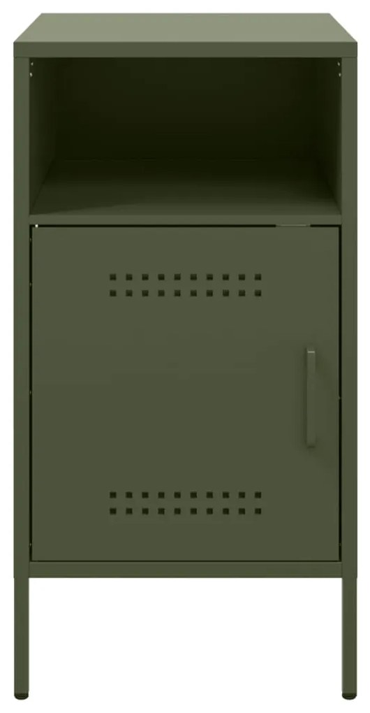 Mesas de cabeceira 2 pcs 36x39x68 cm aço verde-azeitona