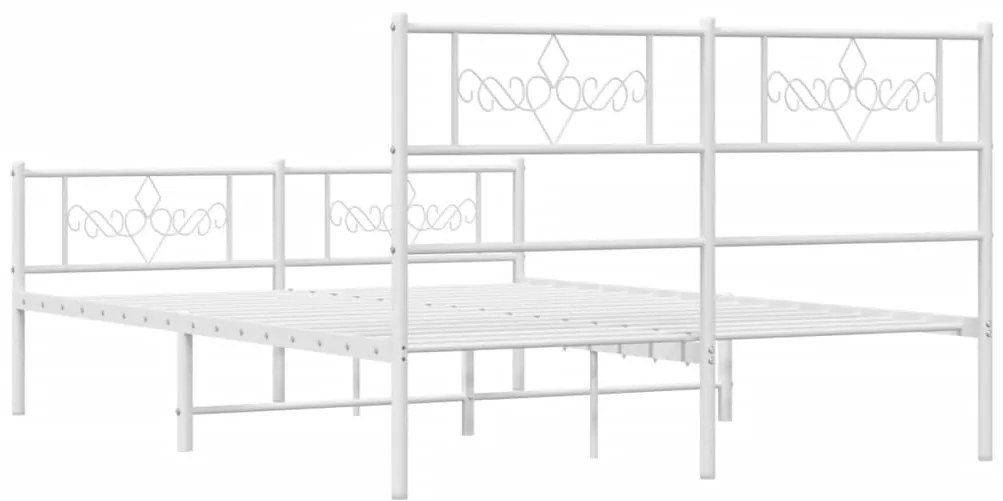 Estrutura de cama com cabeceira e pés 140x190 cm metal branco