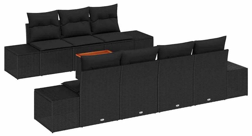 Conjunto de Sofás de Jardim 8 pcs Preto 55 x 55 x 37 cm Vime