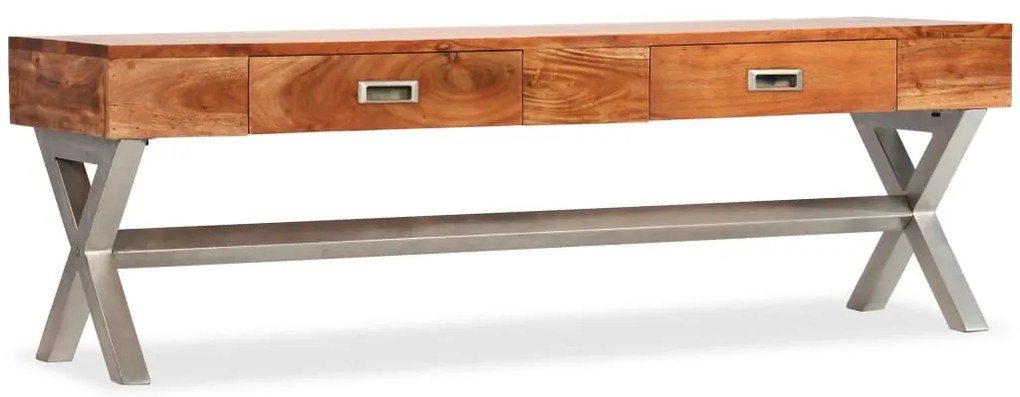 Móvel de TV com gavetas madeira de acácia maciça 140 cm
