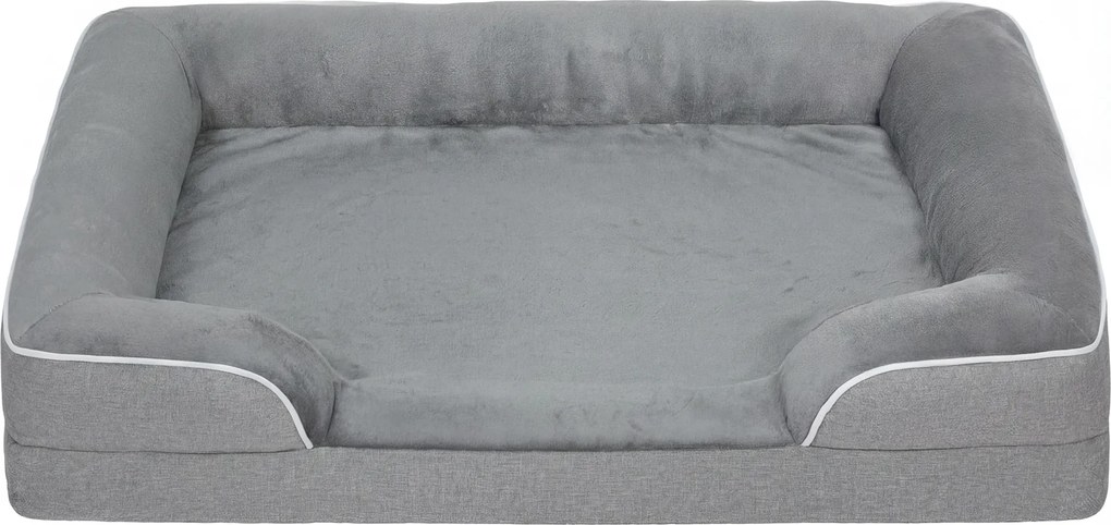 PawHut Cama para Cães com Base Antiderrapante Capa Lavável 91,5x68,5x16,5 cm Cinza | Aosom Portugal