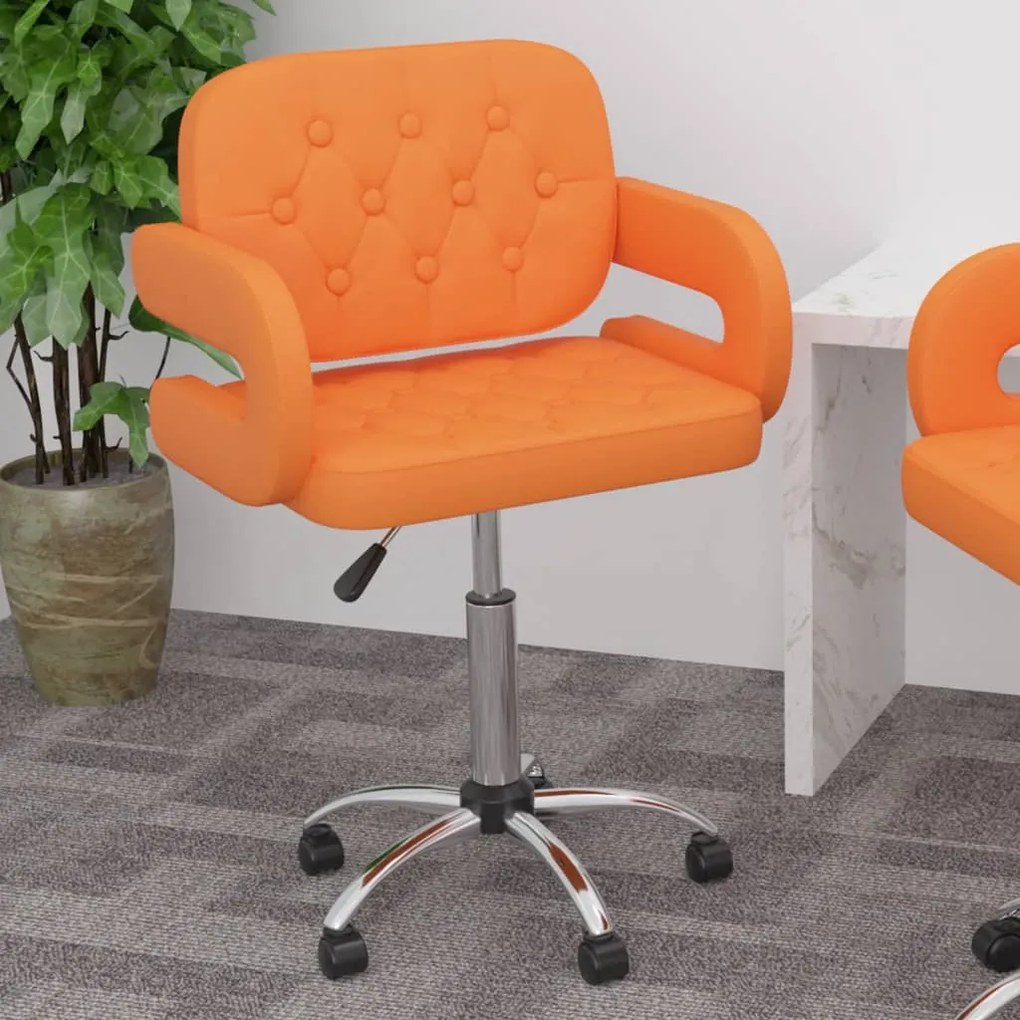 vidaXL Cadeira de jantar giratória couro artificial laranja