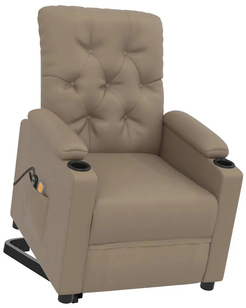 Poltrona de massagens elevatória couro artificial cappuccino