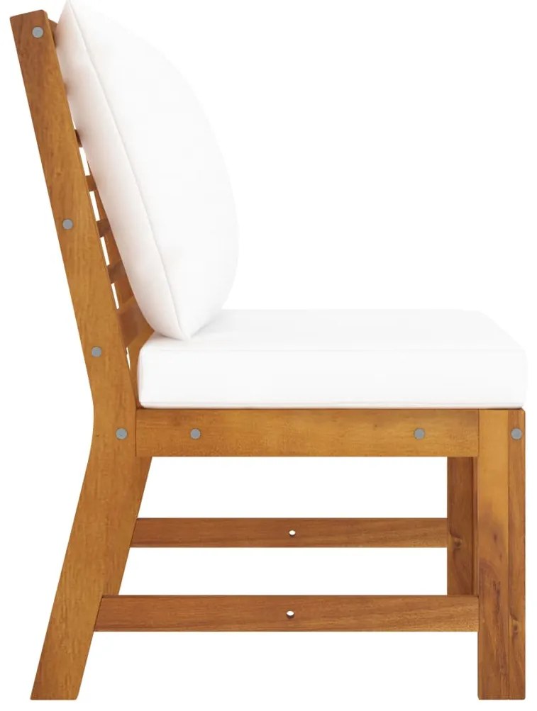 3 pcs conjunto lounge jardim c/ almofadões cor creme acácia
