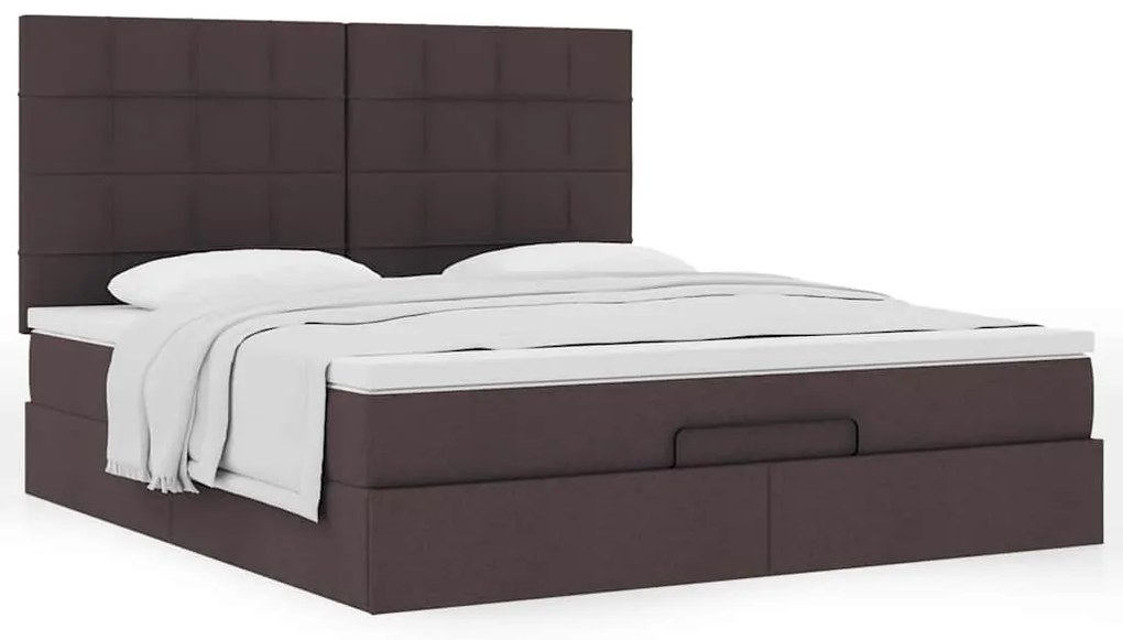Estrutura de cama otomana com colchão 180x200cm castanho escuro