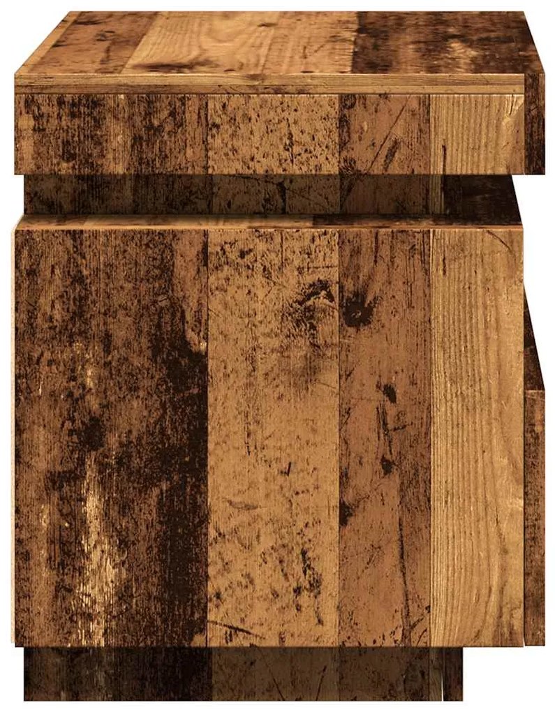 Mesas de cabeceira c/ luzes LED 2pcs 40x39x48,5cm madeira velha