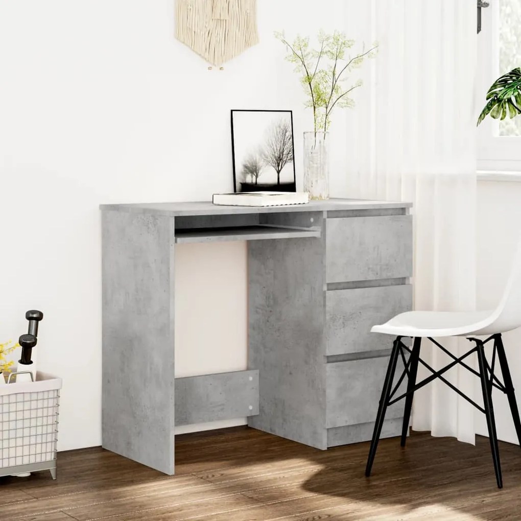 vidaXL Secretária 90x45x76 cm derivados de madeira cinzento cimento