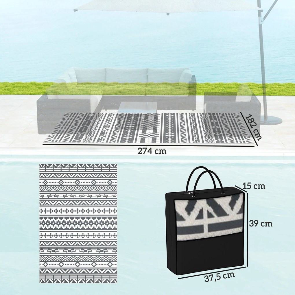 Tapete de Exterior 182x274 cm Tapete Reversível com Desenho Geométrico
