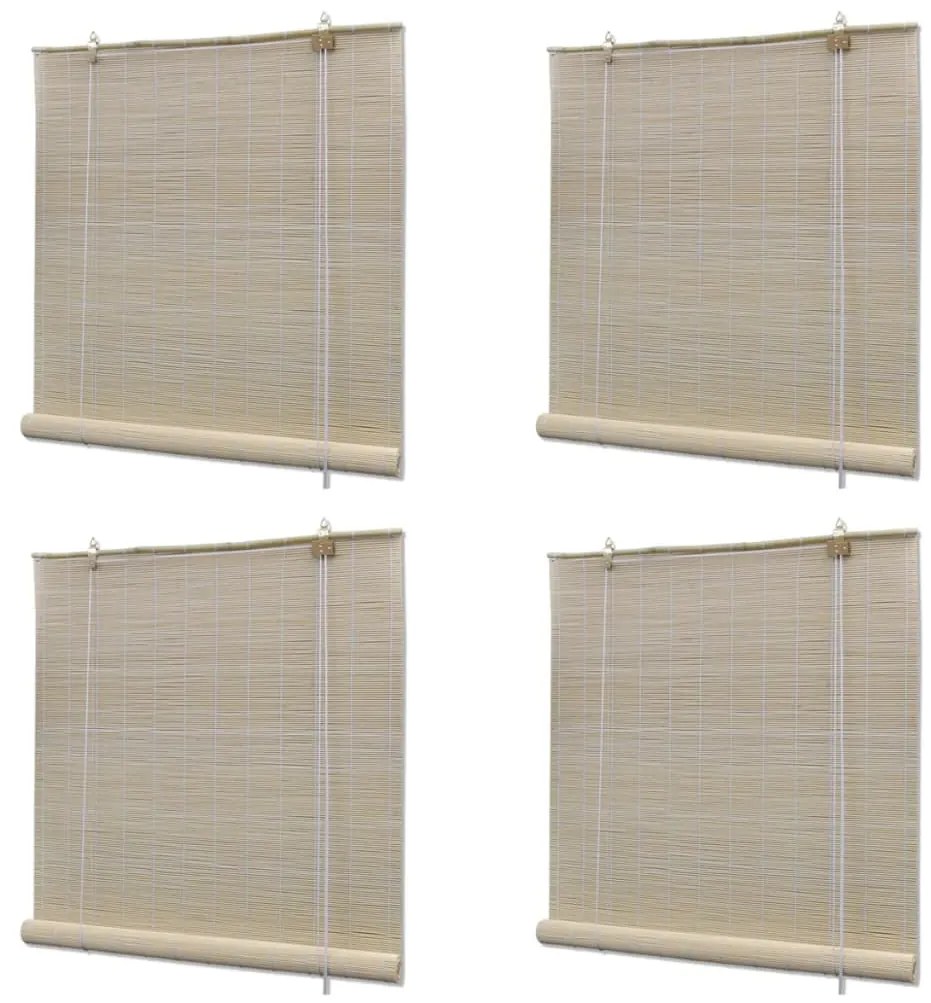 278743 vidaXL Estores de rolo em bambu natural 4 pcs 120x160 cm