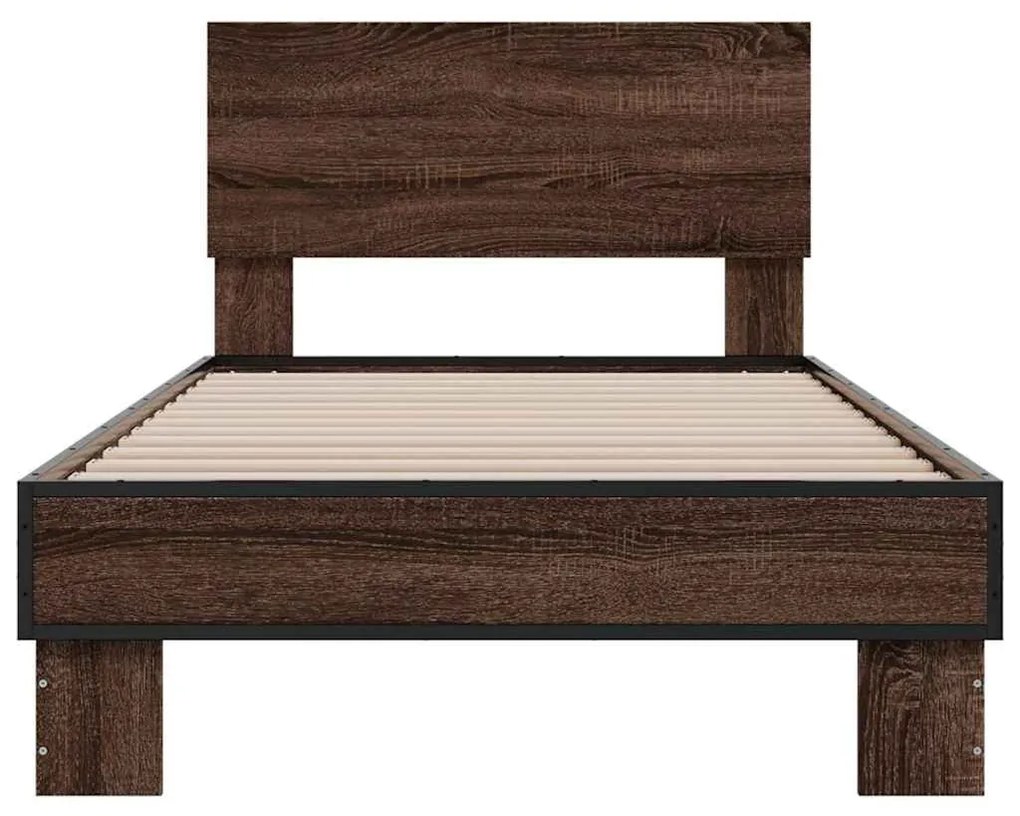Estrutura de cama derivados de madeira/metal carvalho castanho