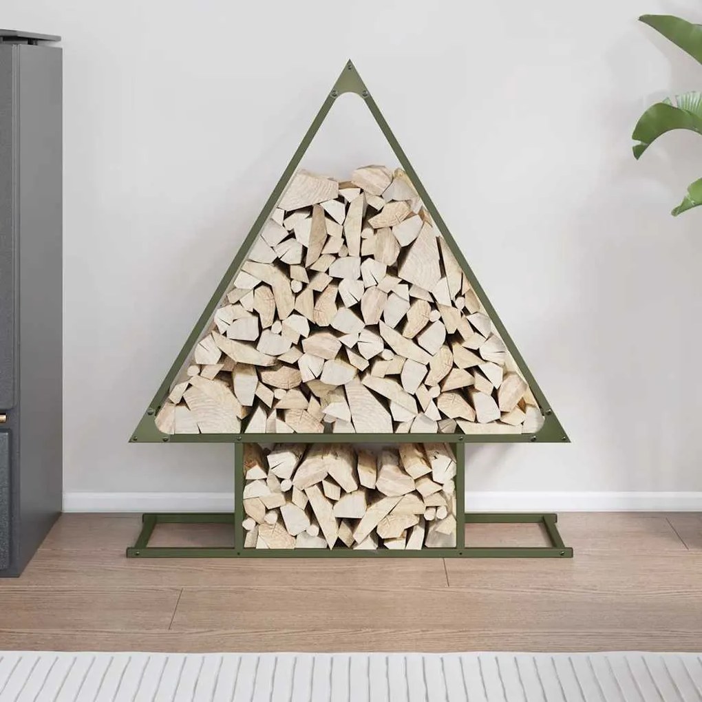 Suporte para lenha aço laminado a frio verde azeitona