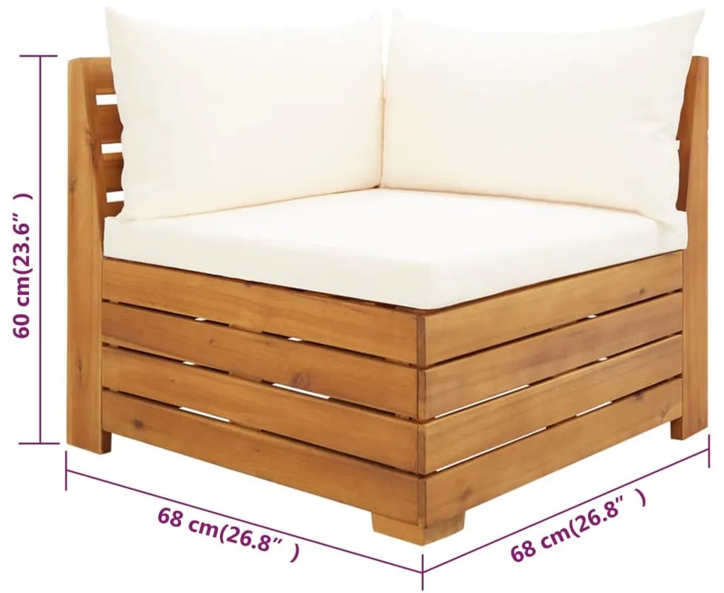 2 pcs conjunto lounge de jardim c/ almofadões acácia maciça