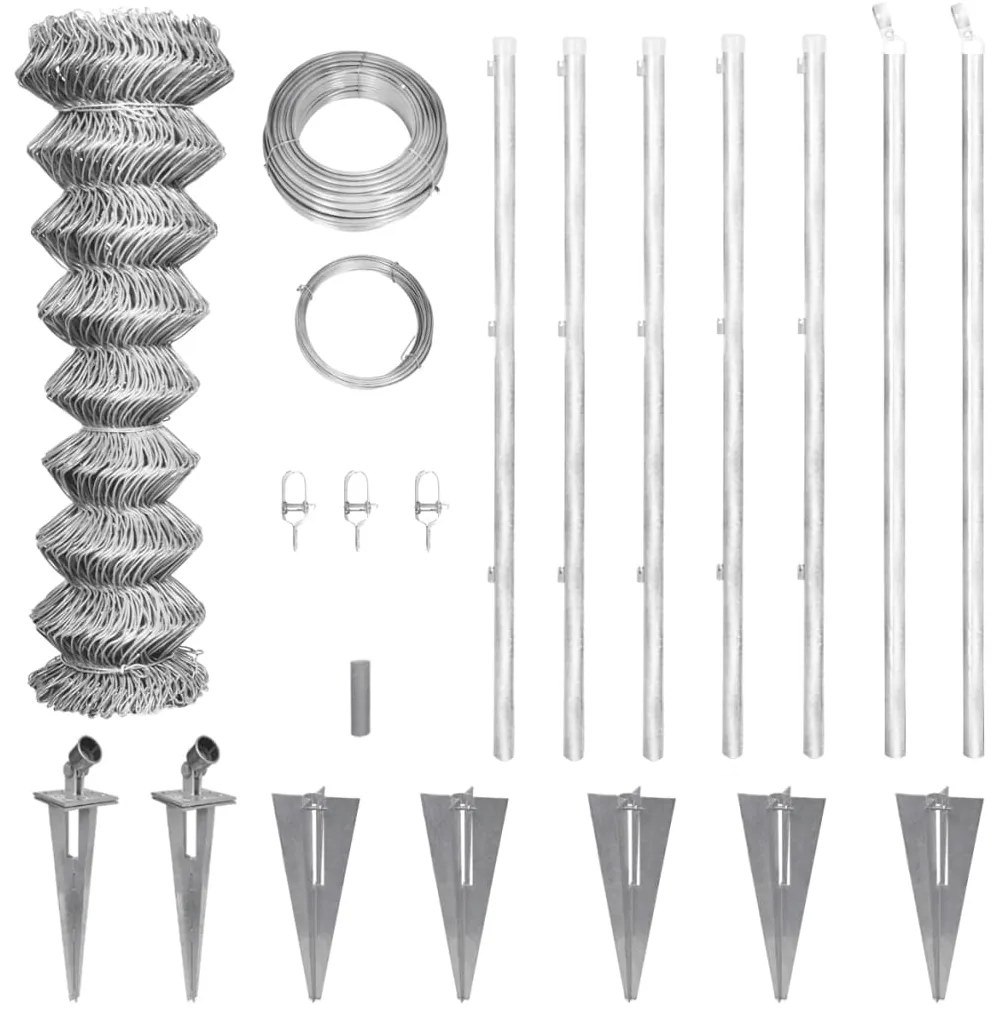 Cerca de arame com postes/espetos 15x0,8 m aço galvanizado