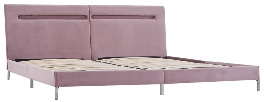 Estrutura de cama com LED 180x200 cm tecido cor-de-rosa