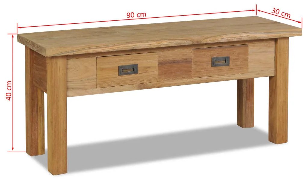 Banco de corredor em teca maciça 90x30x40 cm