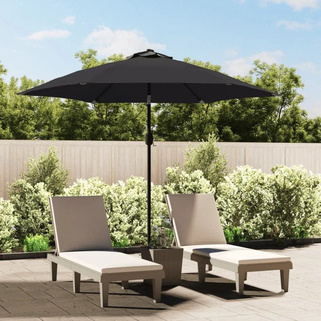 Guarda-sol de exterior com mastro de metal 300 cm preto