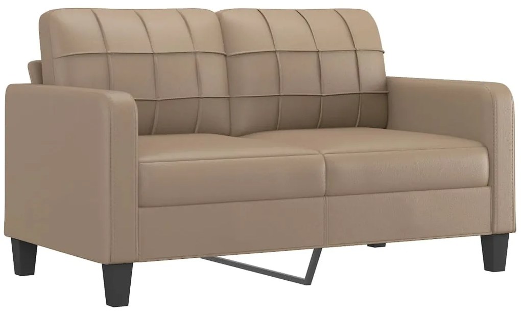 Sofá 2 lugares + almofadas 140 cm couro artificial cappuccino