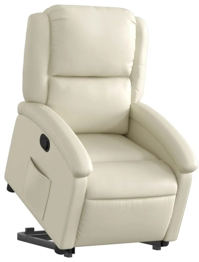 Poltrona reclinável elevatória couro artificial cor creme