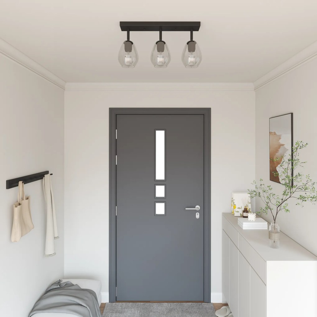 vidaXL Luzes de Teto com Abajur de Vidro Ajustável em Anthracite, E27