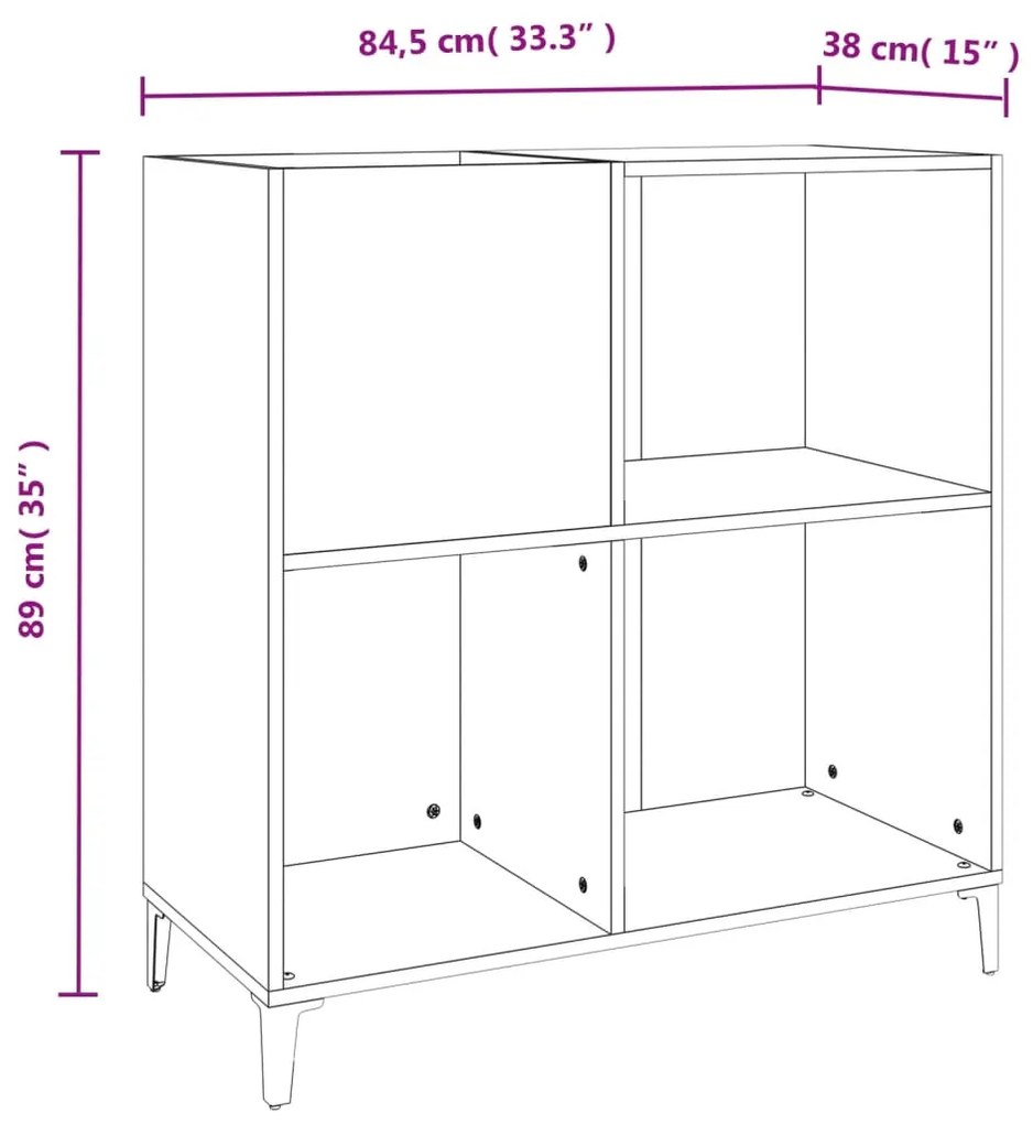 Armário para discos 84,5x38x89 cm derivados de madeira preto