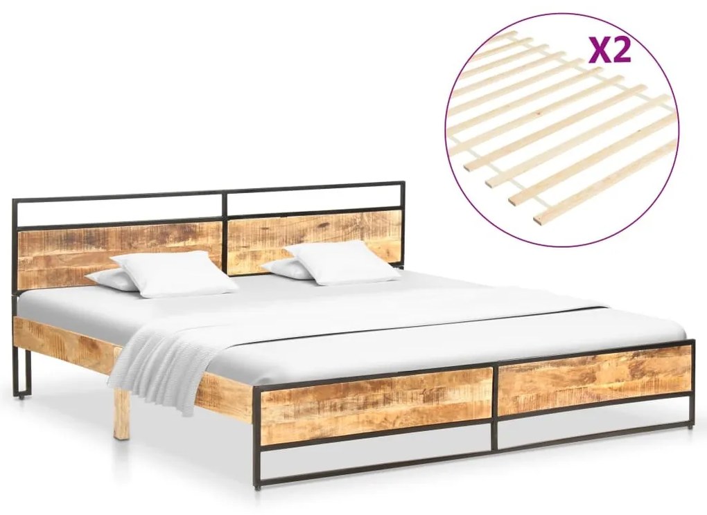 Estrutura de cama 200x200cm madeira de mangueira e pinho maciça