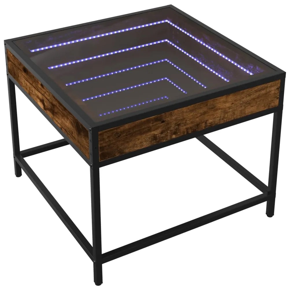 Mesa de centro luzes LED Infinity 50x50x41 cm carvalho fumado