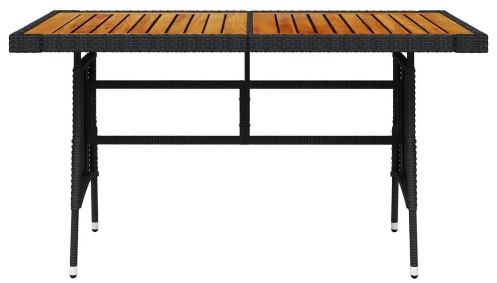 Mesa de jardim 130x70x72 cm vime PE e acácia maciça preto