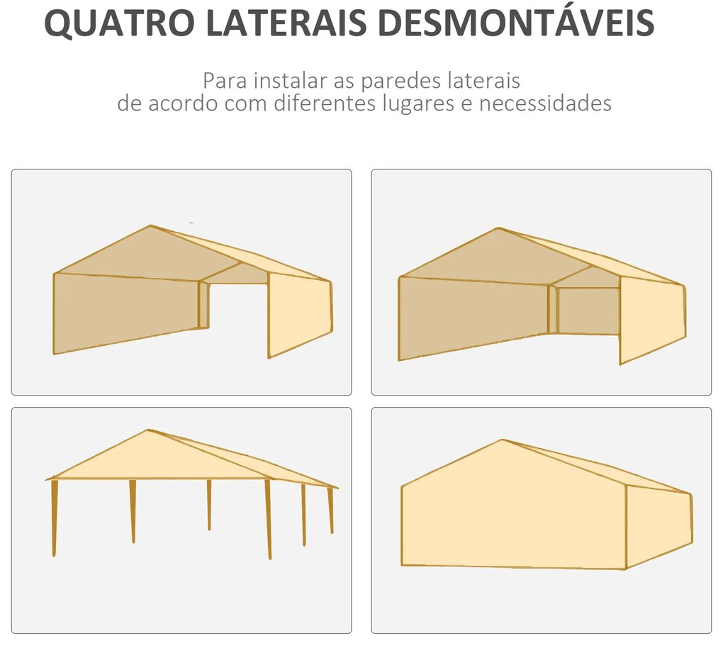 Tenda de Jardim 583x293 cm Tenda de Festas Desmontável com 4 Janelas 2