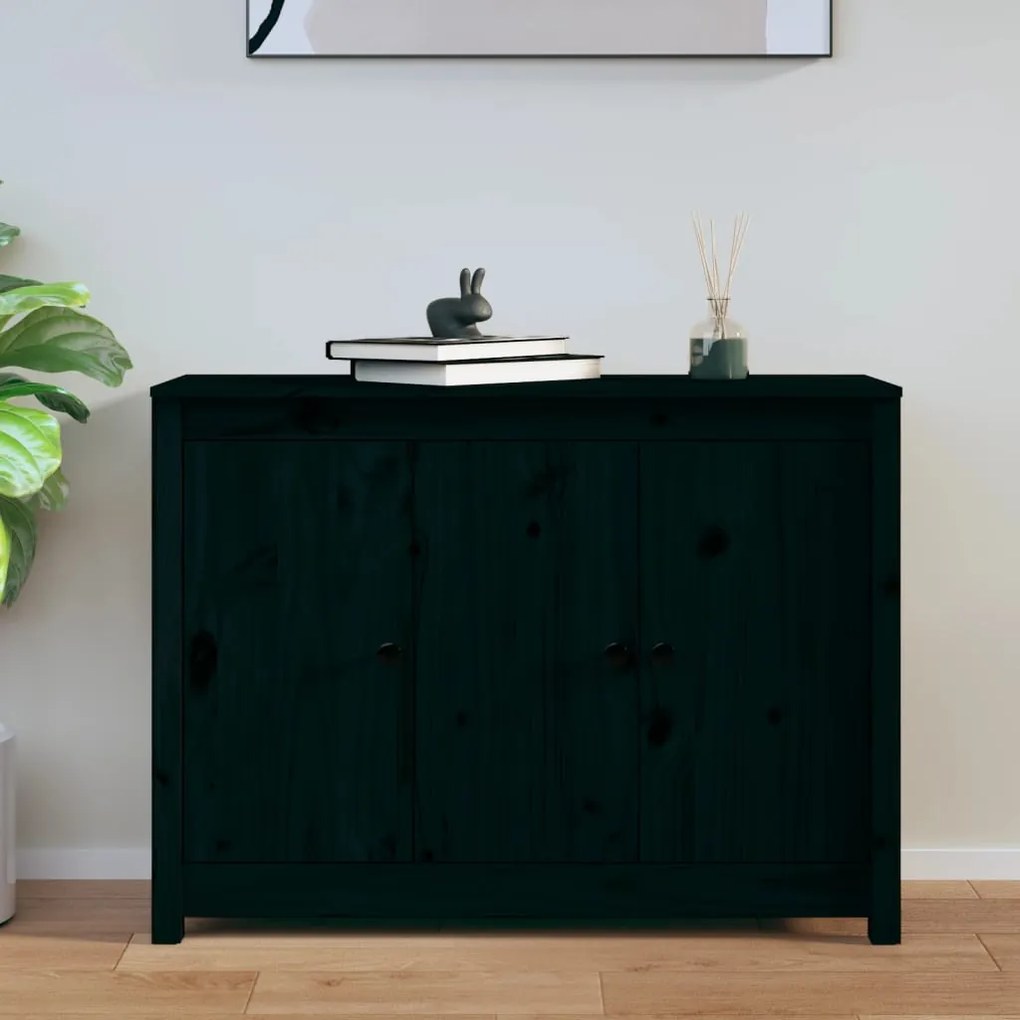 vidaXL Aparador 100x35x74 cm madeira de pinho maciça preto