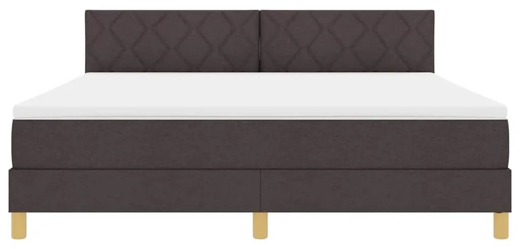 Cama Box Spring com Colchão e LED Castanho Escuro 180x200 cm Tecido