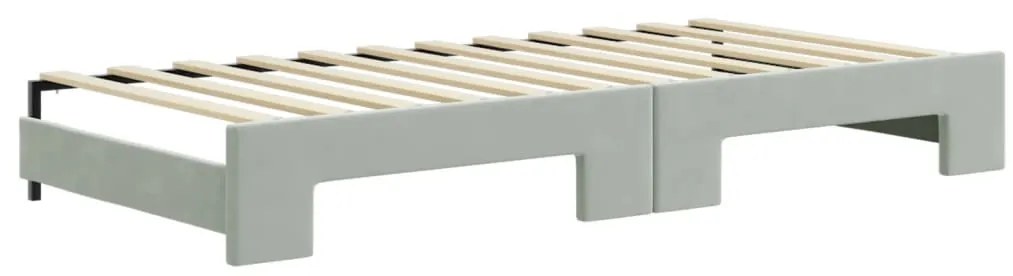 Sofá-cama c/ gavetão e gavetas 90x200 cm veludo cinzento-claro