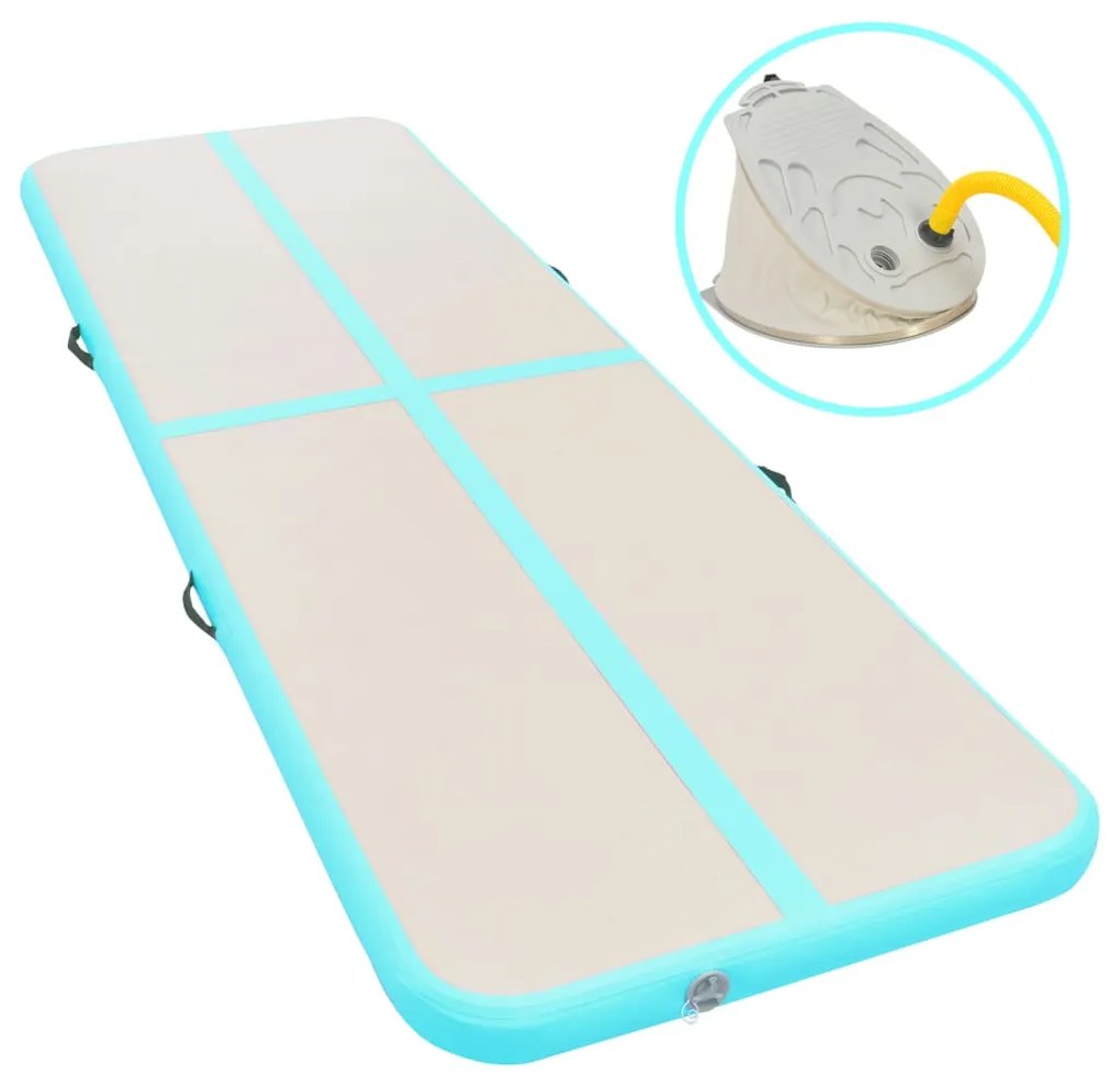 vidaXL Colchão de ginástica insuflável c/ bomba 300x100x10cm PVC verde