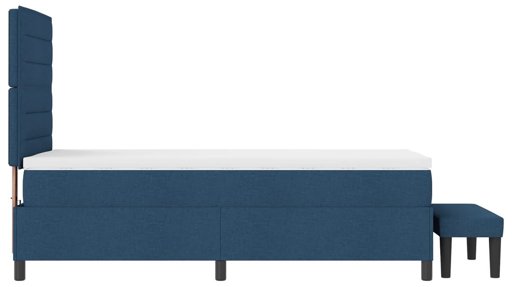 Cama Box Spring com Colchão & Banco Azul 80x200 cm Tecido