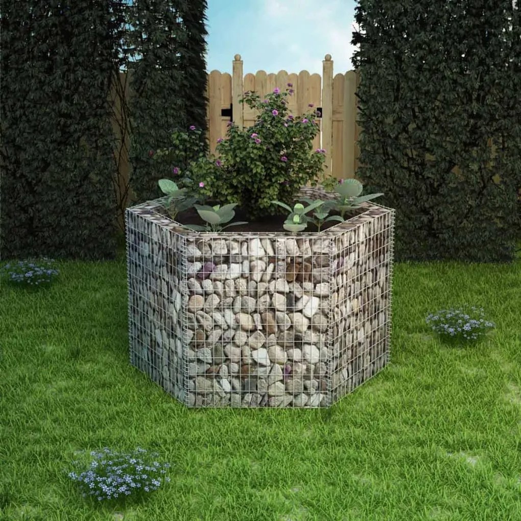 vidaXL Canteiro elevado/cesto gabião hexagonal 160x140x100 cm