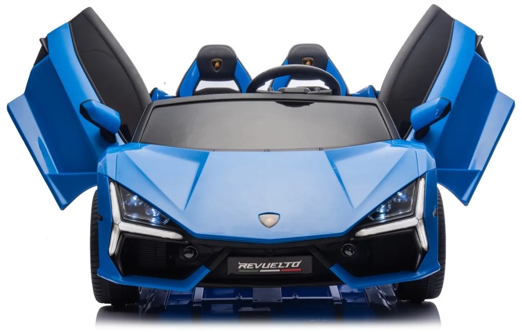 Carro elétrico para Crianças 2 Lugares Lamborghini Revuelto XL 24V 4x4 Rodas Espuma EVA, Assento Couro ecológico Azul