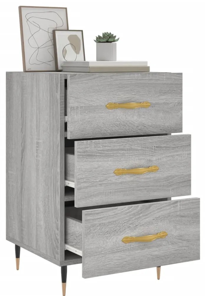 Mesa de cabeceira 40x40x66 cm derivados madeira cinzento sonoma