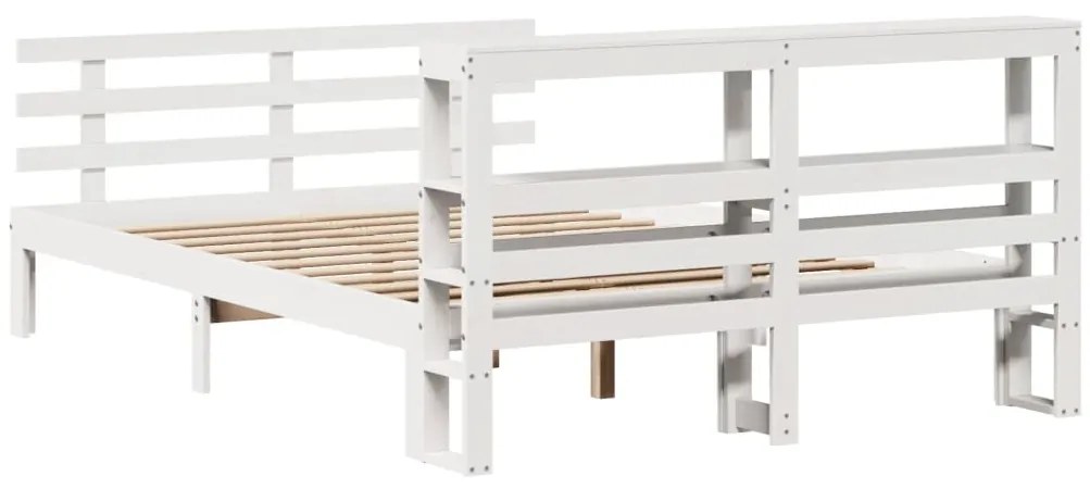 Estrutura de cama c/ cabeceira 150x200 cm pinho maciço branco