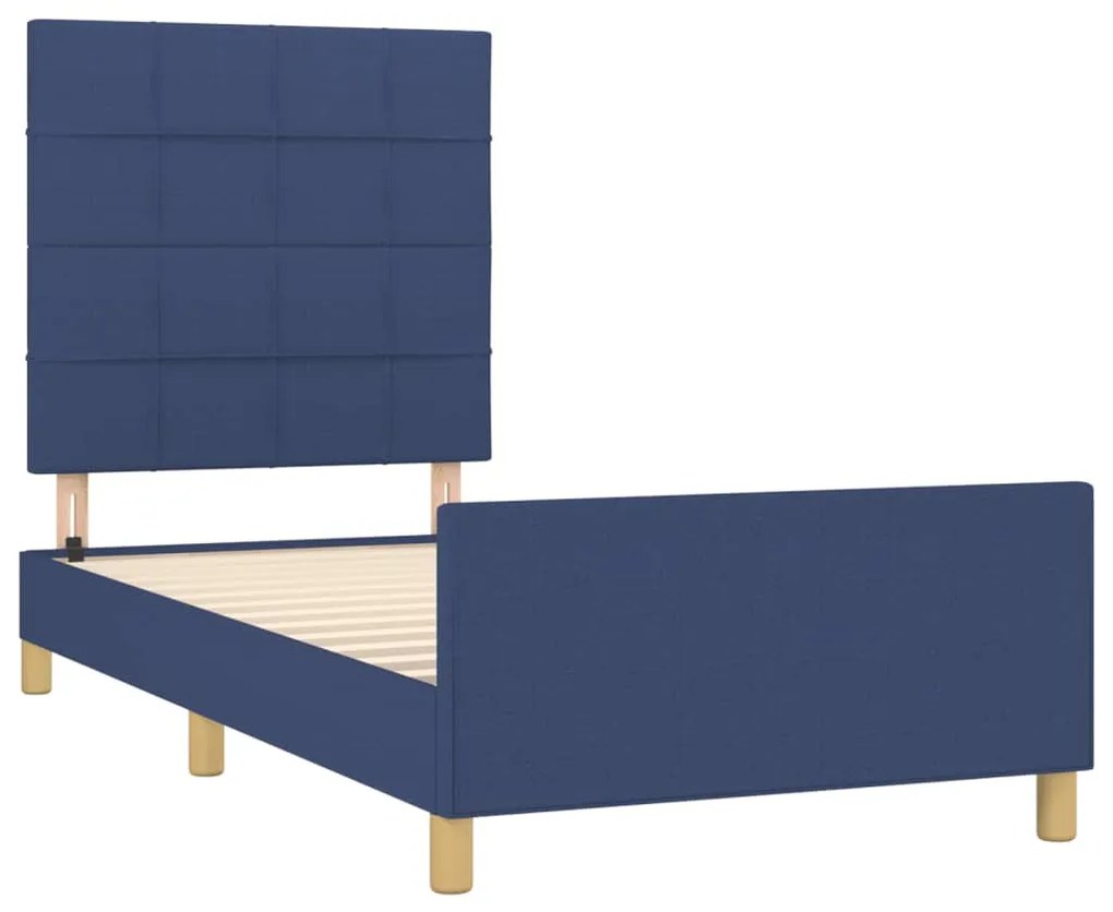 Estrutura de cama sem colchão 100x200 cm tecido azul