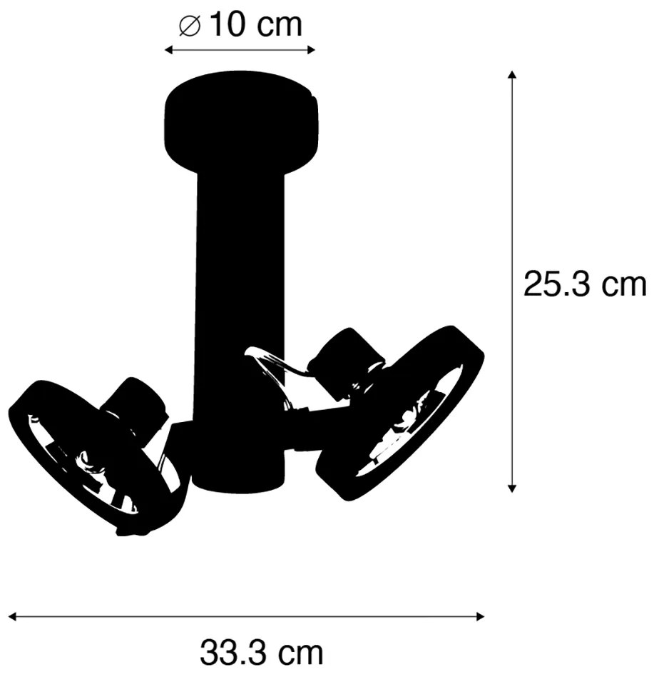 Foco moderno preto ajustável 2-luzes - Goes