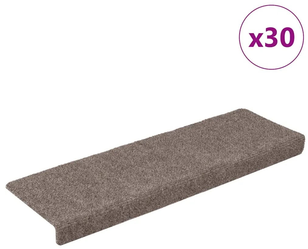 Tapetes de escada autoadesivos 30 pcs 65x21x4 cm creme