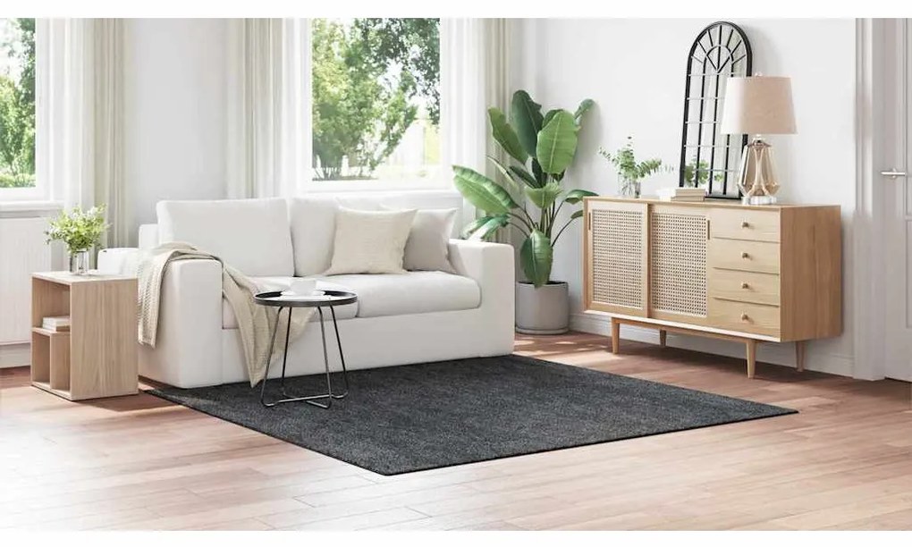 Tapete Shaggy vidaXL com Fundo de Látex Cinza Escuro 200x200 cm