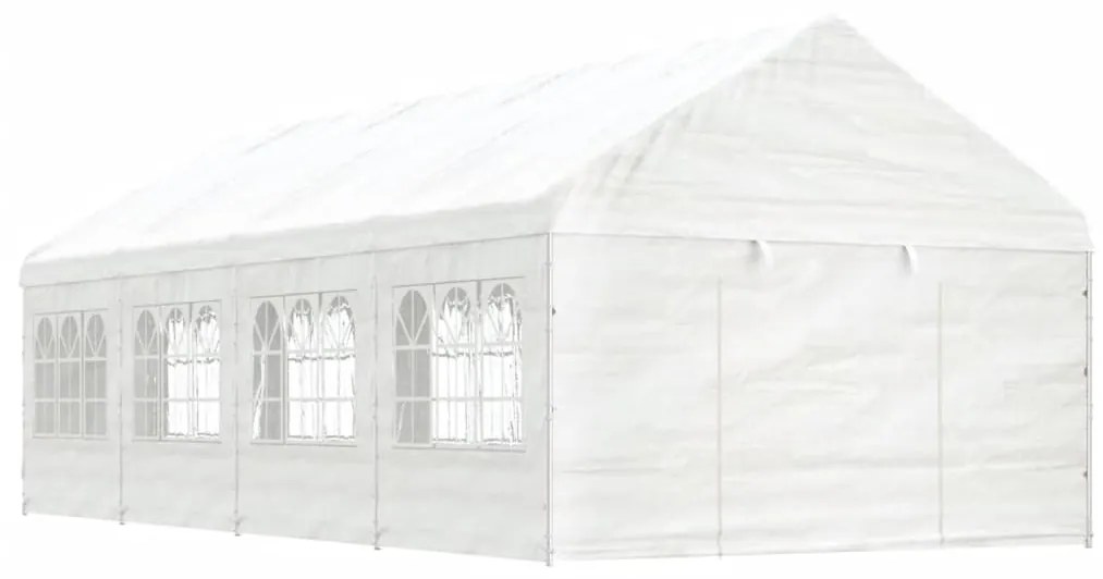 vidaXL Gazebo com telhado 8,92x4,08x3,22 m polietileno branco
