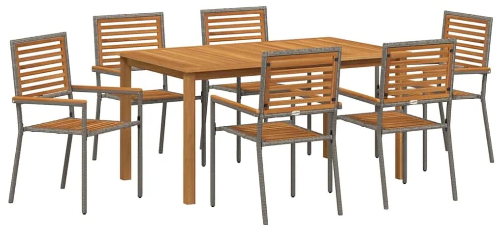 Conjunto de Jantar de Jardim 7 pcs Cinzeto 150 x 90 x 74 cm