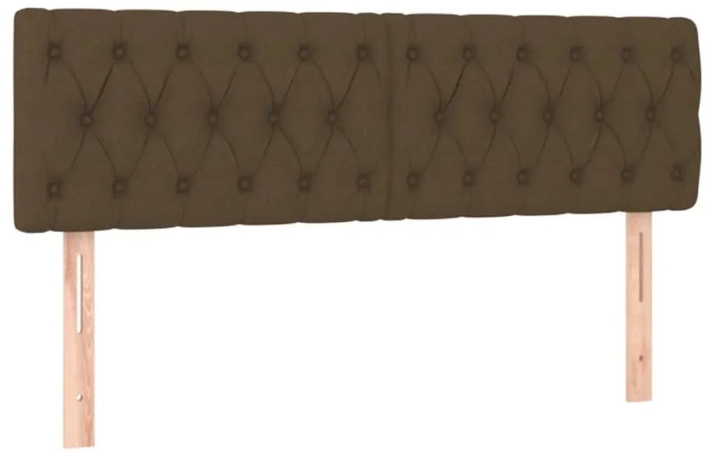 Cama box spring c/ colchão/LED 140x200cm tecido castanho-escuro