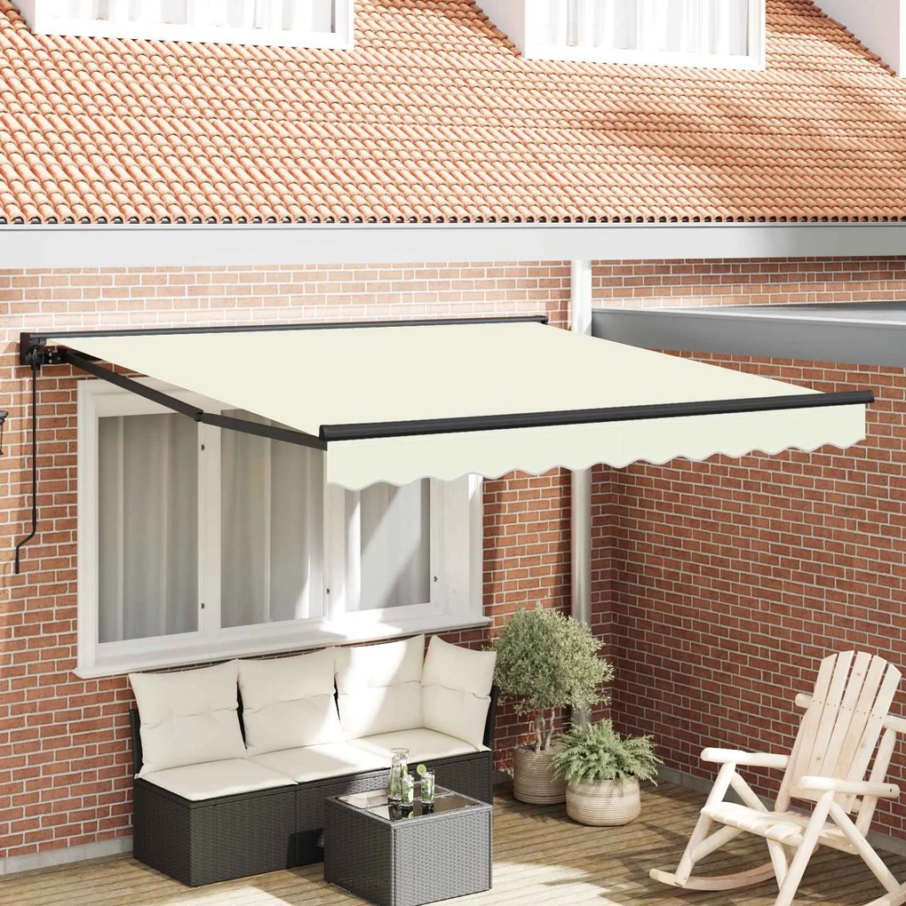 vidaXL Toldo Retrátil Manual Creme 350x250 cm tecido