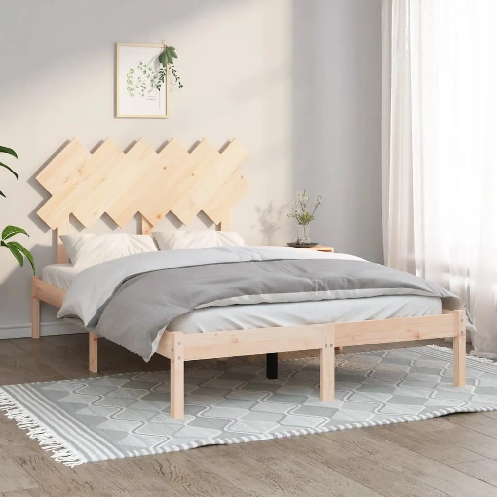 vidaXL Estrutura de cama pequena casal 120x190 cm pinho maciço