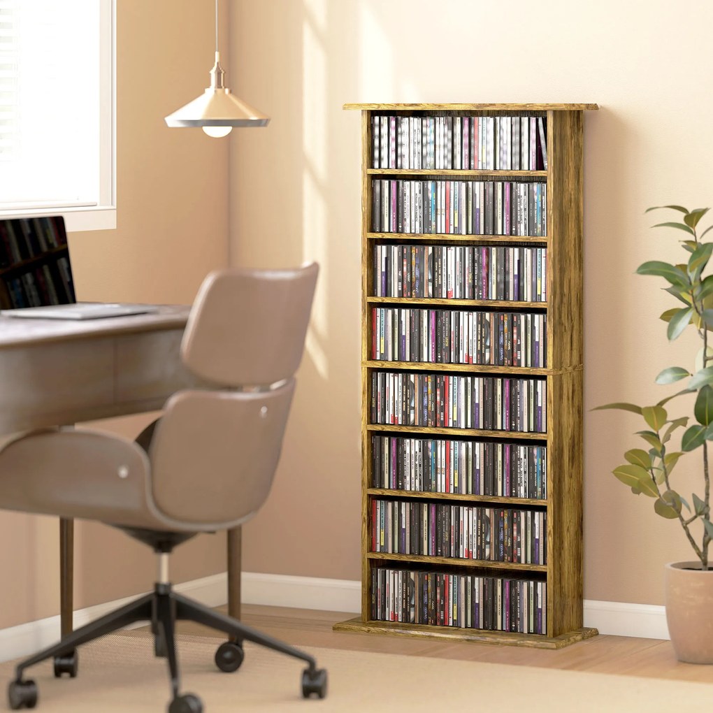 Móvel de Arrumação para CD e DVD, 58 x 24 x 126,3 cm, 6 Prateleiras Reguláveis, Castanho