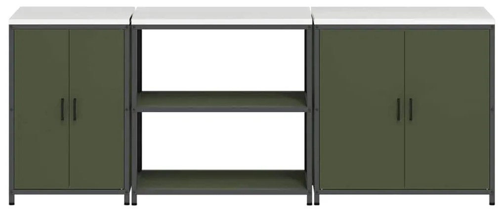 Conjunto de Armazenamento de Cozinha 3 pcs Verde Oliva
