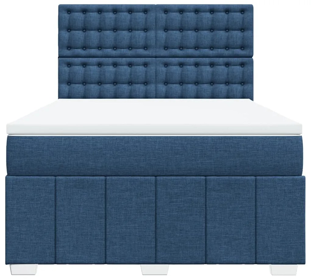 Cama com molas/colchão 140x200 cm tecido azul