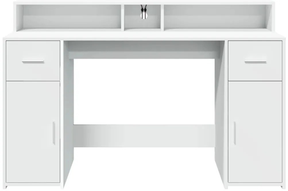 Secretária c/ luzes LED 140x55x91 cm derivados madeira branco